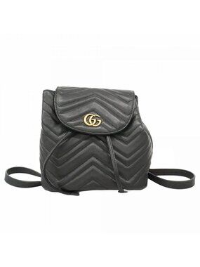 Gucci Backpack GG Marmont Leather Black Gold